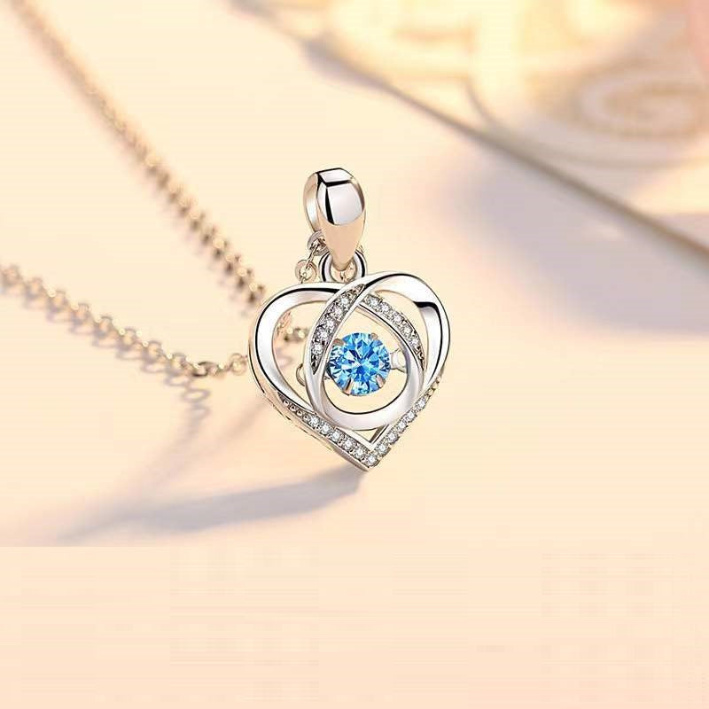 Beating Heart-shaped Necklace Women Luxury Love Rhinestones Necklace Jewelry Gift For Valentine's Day