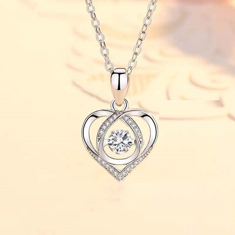 Beating Heart-shaped Necklace Women Luxury Love Rhinestones Necklace Jewelry Gift For Valentine's Day